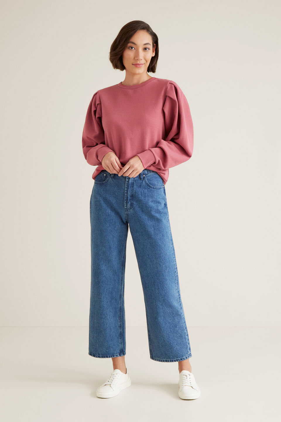 Tuck Detail Blouson Sweater  