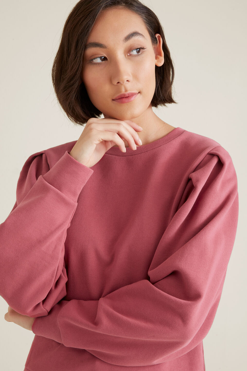 Tuck Detail Blouson Sweater  