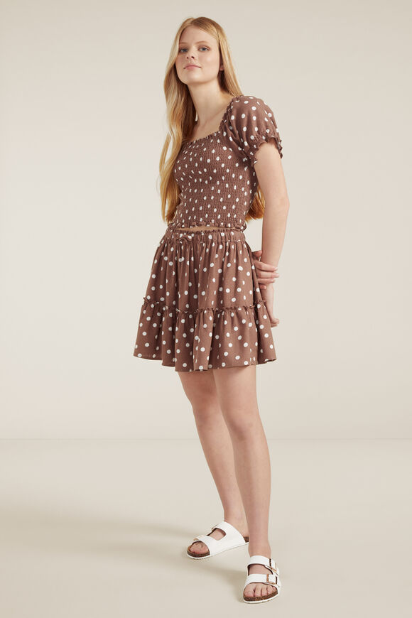 Linen Tiered Skirt  Taffy  hi-res