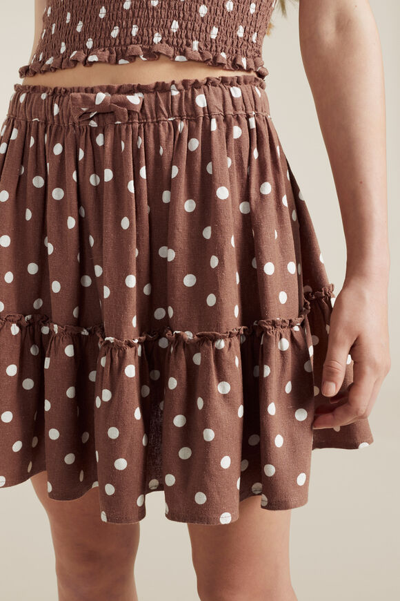 Linen Tiered Skirt  Taffy  hi-res