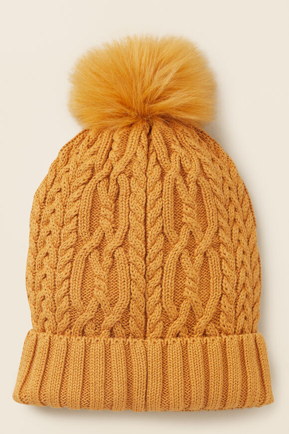 Cable Beanie  Honey  hi-res