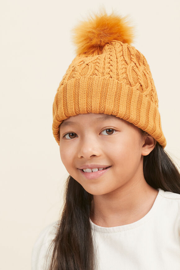 Cable Beanie  Honey  hi-res
