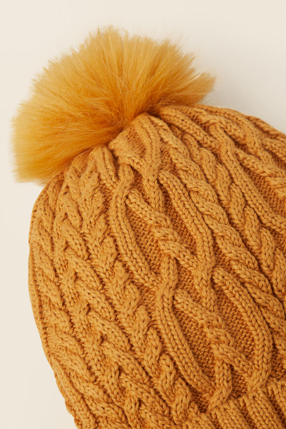 Cable Beanie  Honey  hi-res