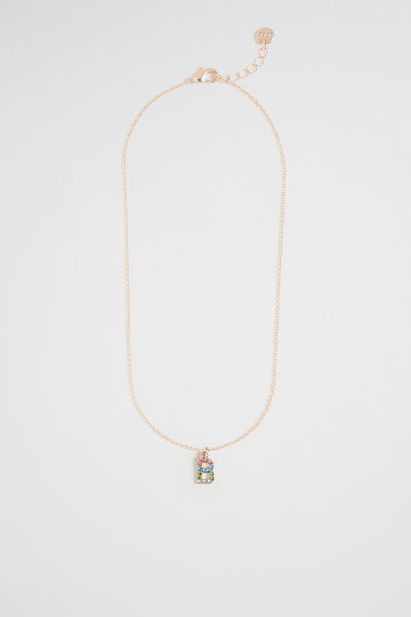 Rainbow Diamante Initial Necklace  B  hi-res