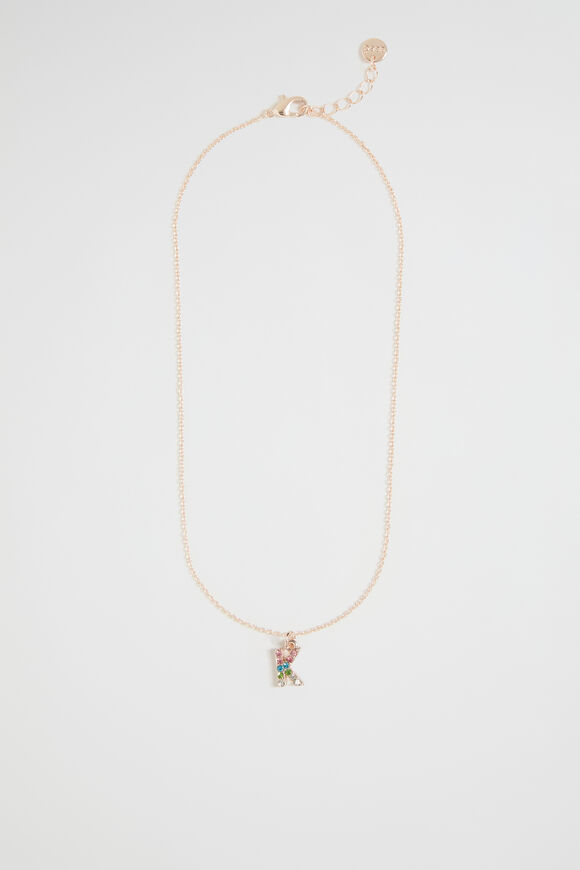 Rainbow Diamante Initial Necklace  K  hi-res