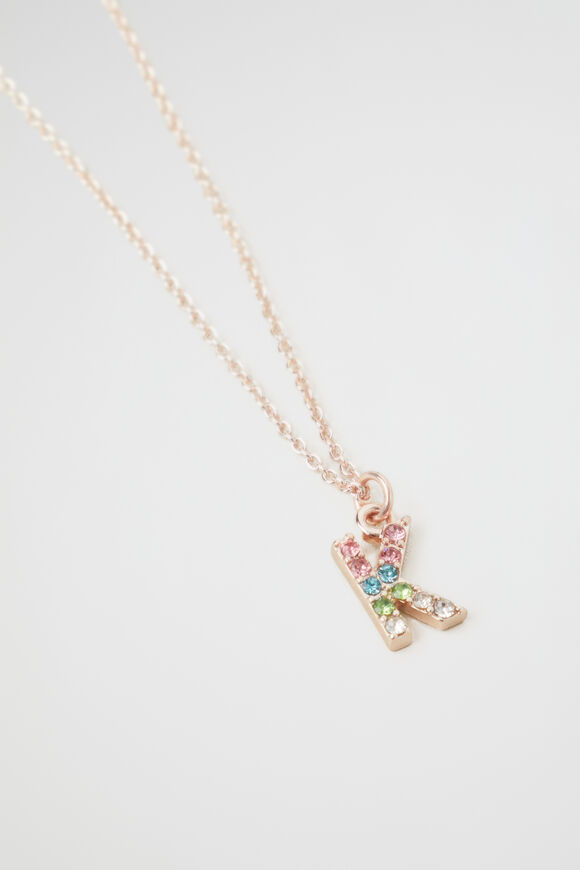 Rainbow Diamante Initial Necklace  K  hi-res