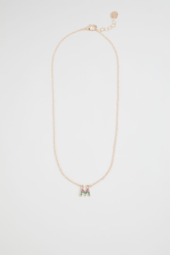 Rainbow Diamante Initial Necklace  M  hi-res