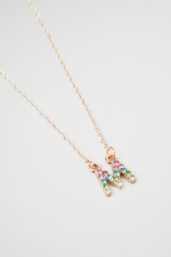 Rainbow Diamante Initial Necklace  M  hi-res