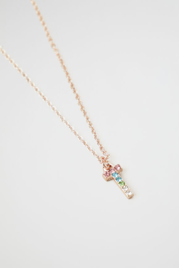 Rainbow Diamante Initial Necklace  T  hi-res