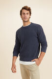 Mens Waffle Crew Knit   Midnight Blue  hi-res