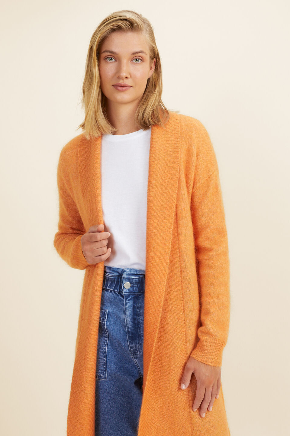 Mohair Blend Cardigan  Dark Apricot
