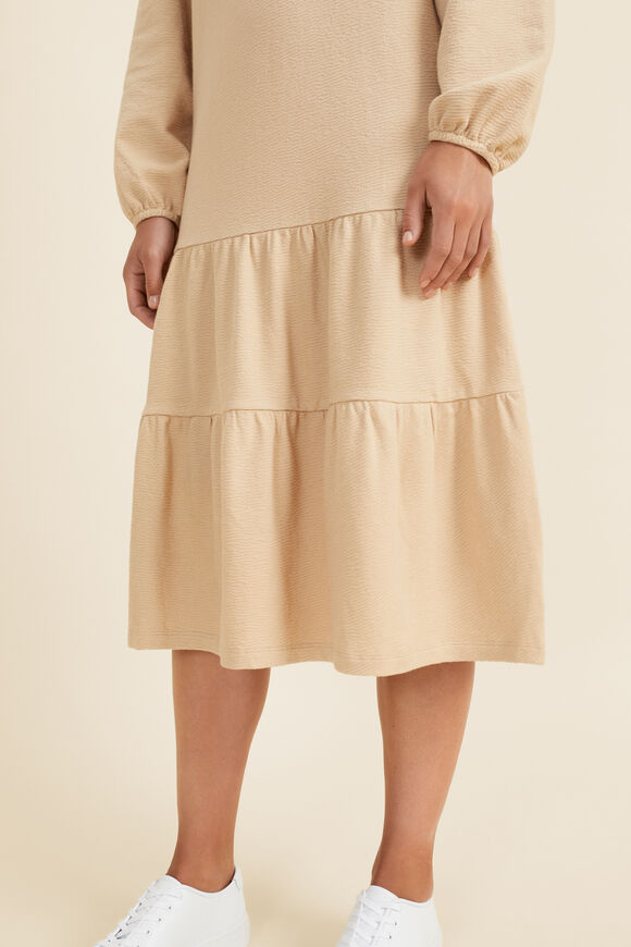 Jersey Tiered Midi Dress   Champagne Beige  hi-res