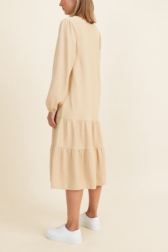 Jersey Tiered Midi Dress   Champagne Beige  hi-res