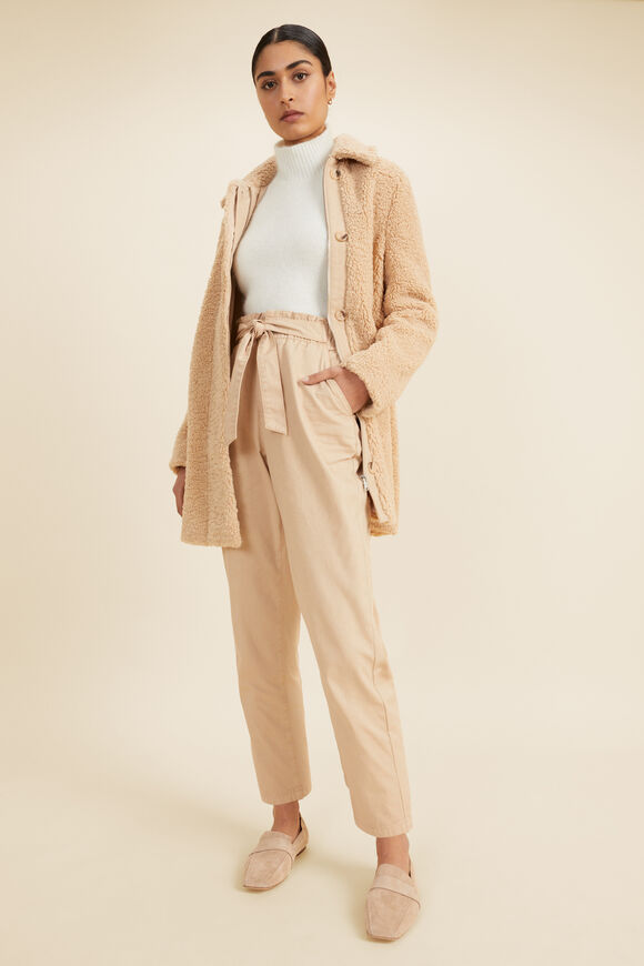 Teddy Collared Coat   Champagne Beige  hi-res