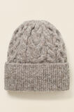 Cable Stitch Knitted Beanie   Pewter Marle  hi-res