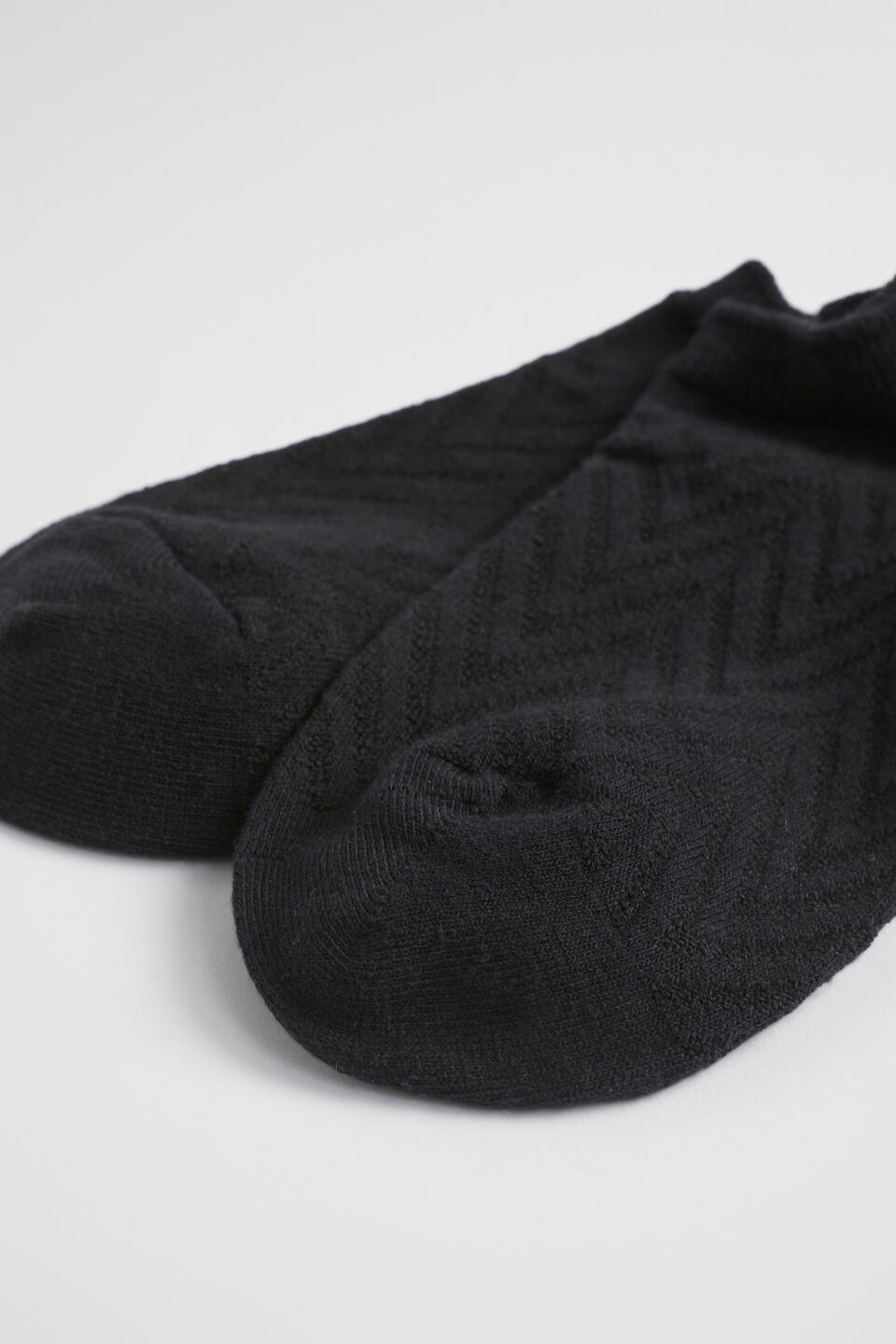 Chevron Knit Sneaker Sock  Black
