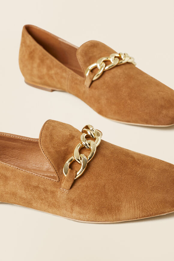 Hallie Leather Chain Loafer  Cognac  hi-res