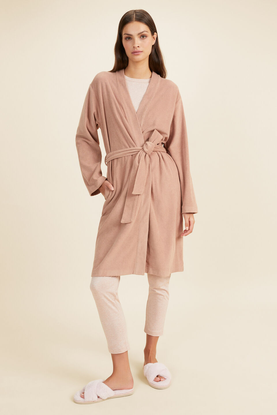 Cotton Terry Robe  Chalk Pink