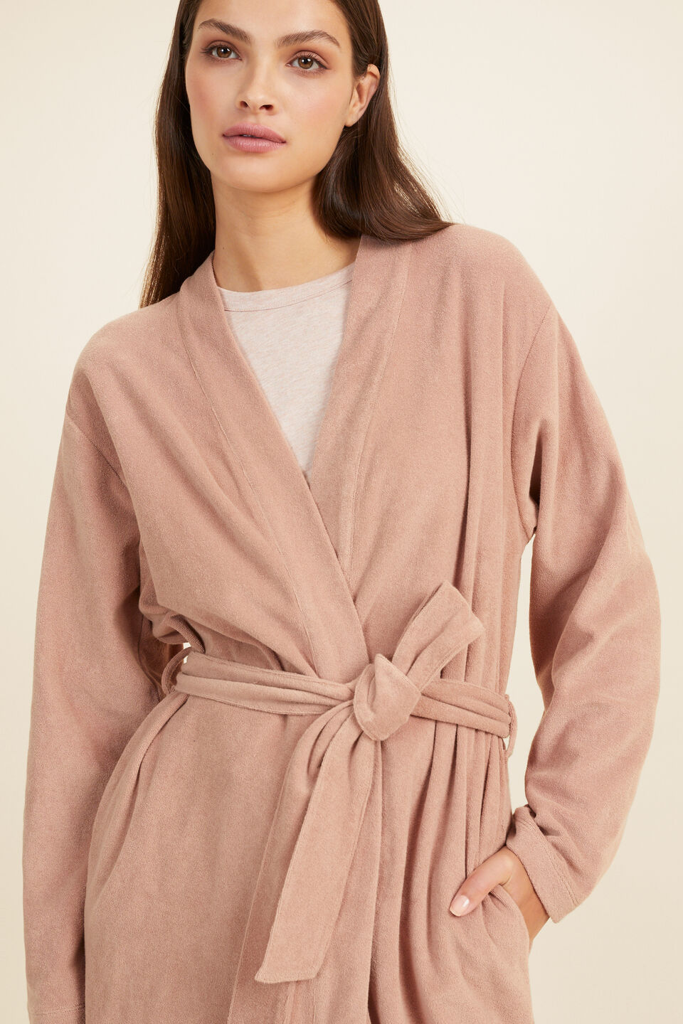 Cotton Terry Robe  Chalk Pink