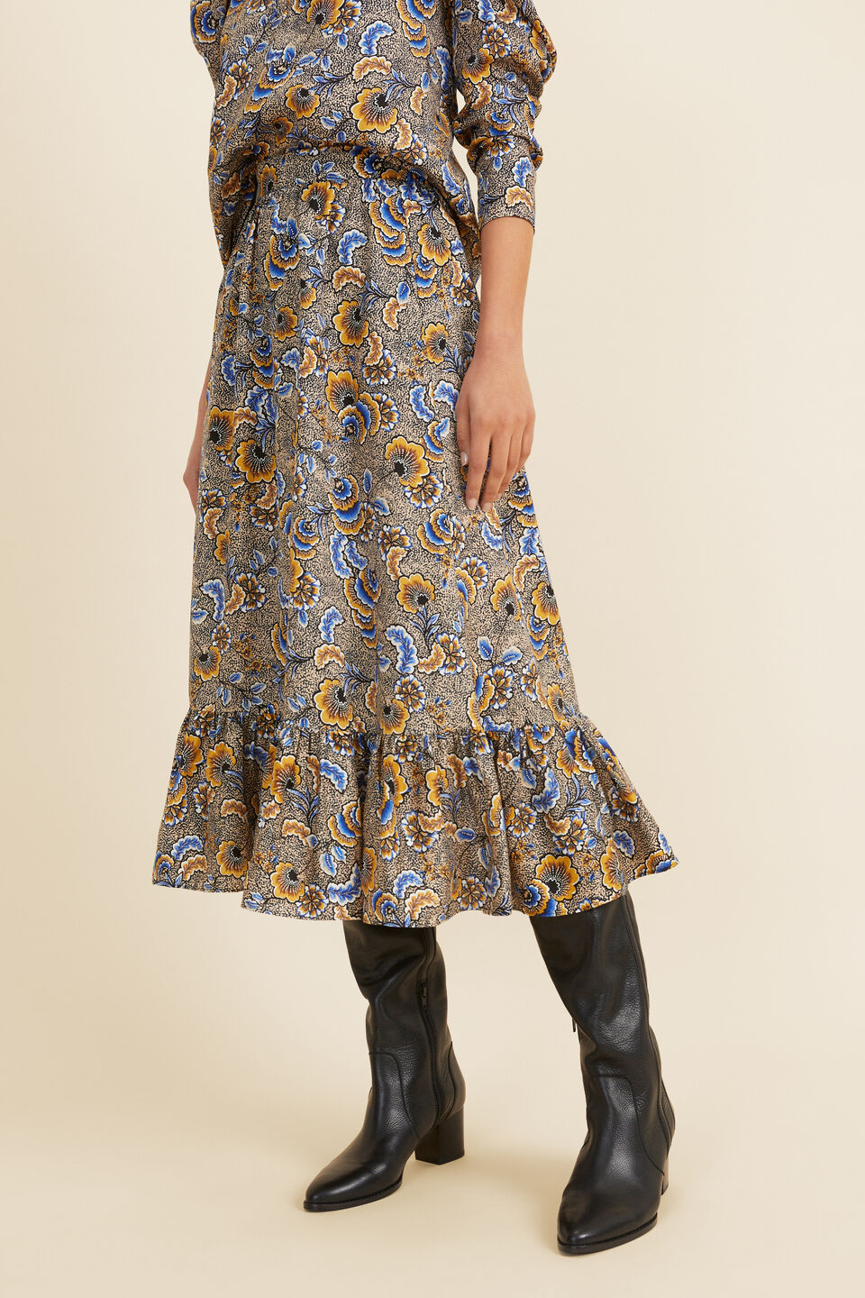 Floral Ruffle Skirt  Turmeric Floral