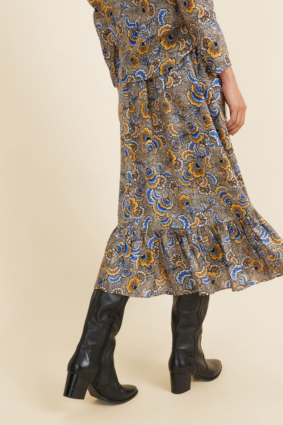 Floral Ruffle Skirt  Turmeric Floral