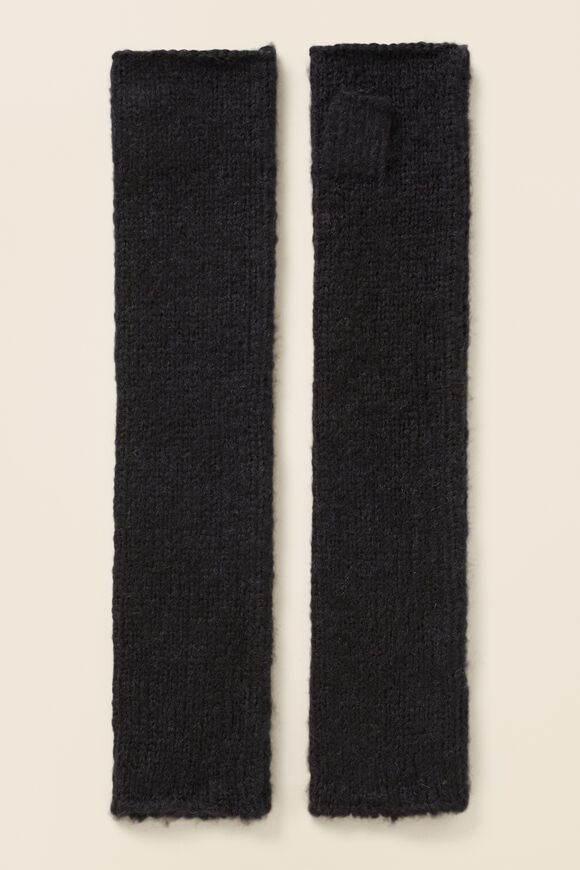 Chunky Knit Arm Warmers  Black  hi-res