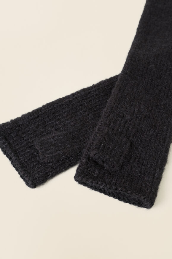 Chunky Knit Arm Warmers  Black  hi-res