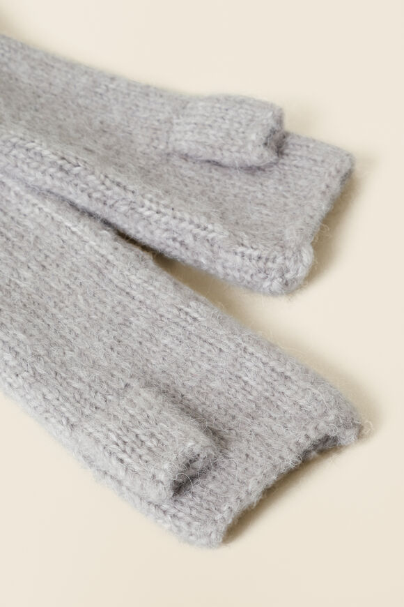 Chunky Knit Arm Warmers  Silver Marle  hi-res