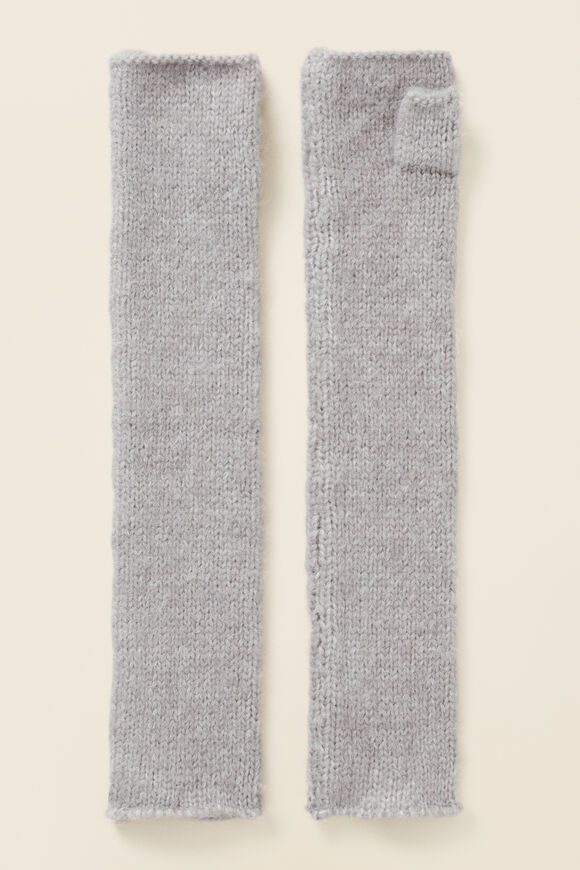 Chunky Knit Arm Warmers  Silver Marle  hi-res