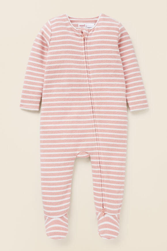 Brushed Stripe Zipsuit  Chalk Pink  hi-res