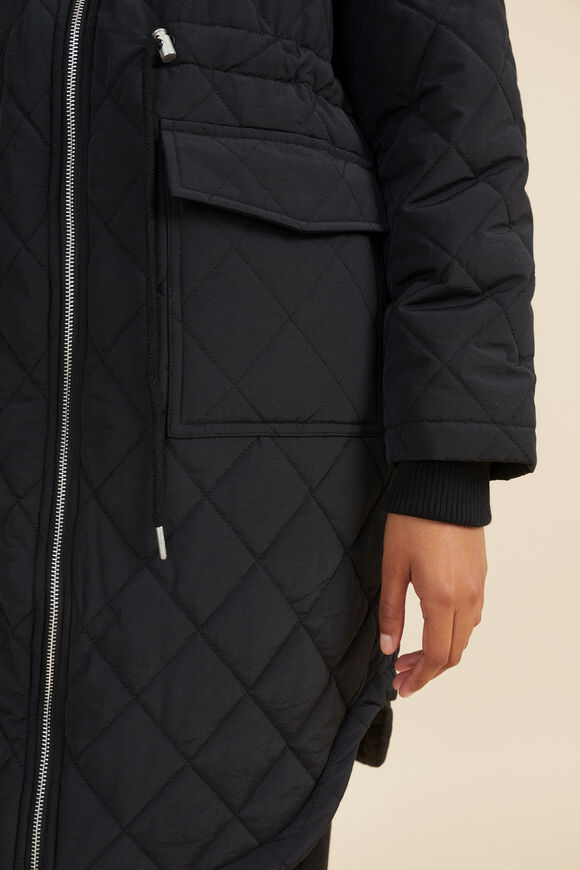 Relaxed Diamond Puffer Jacket  Black  hi-res