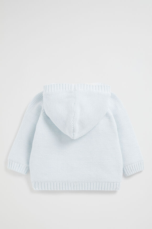 Knit Hooded Cardigan  Ice Blue  hi-res