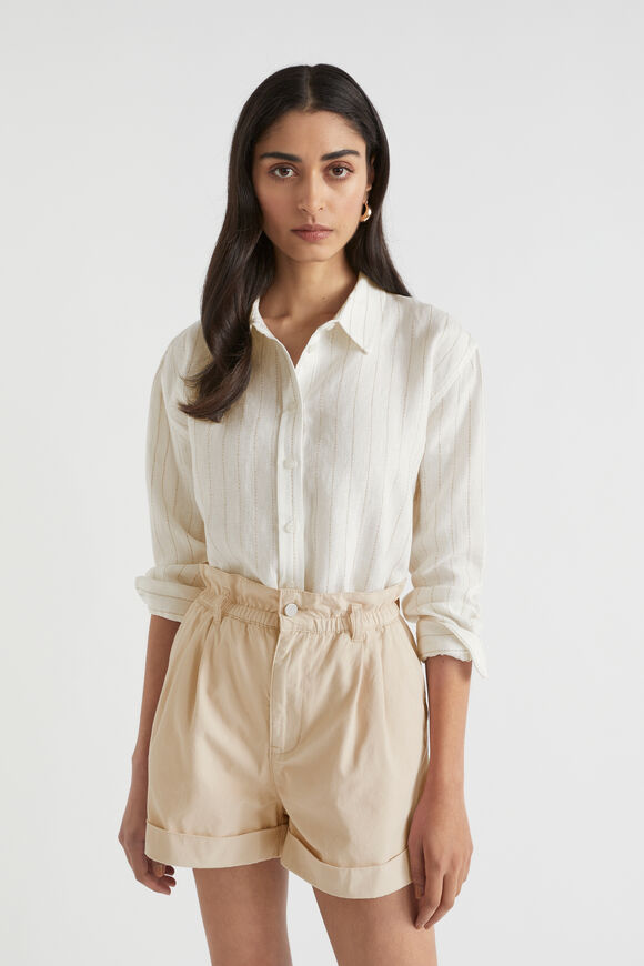Core Linen Boyfriend Shirt  Auburn Pinstripe  hi-res
