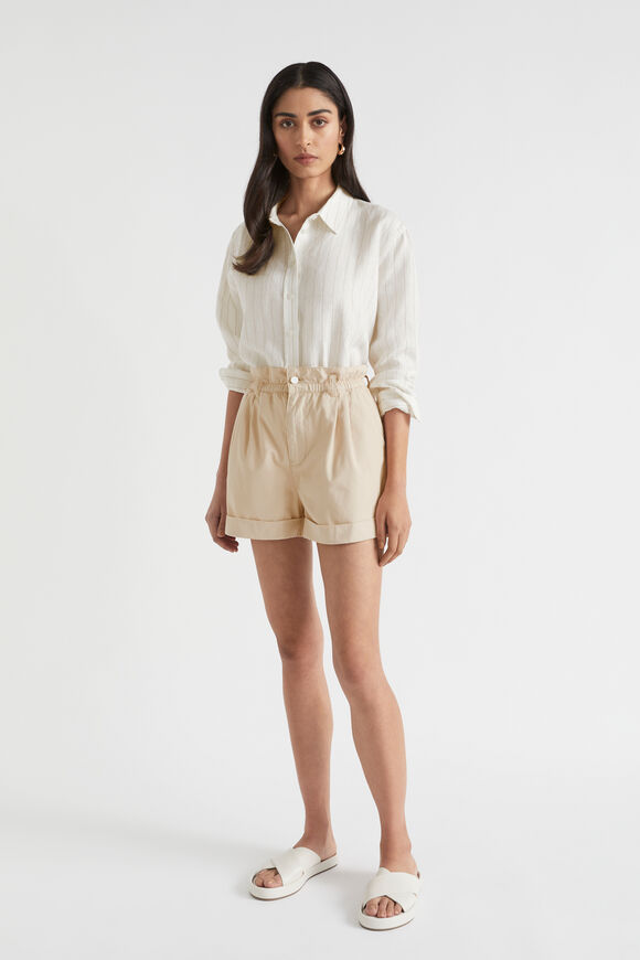 Core Linen Boyfriend Shirt  Auburn Pinstripe  hi-res