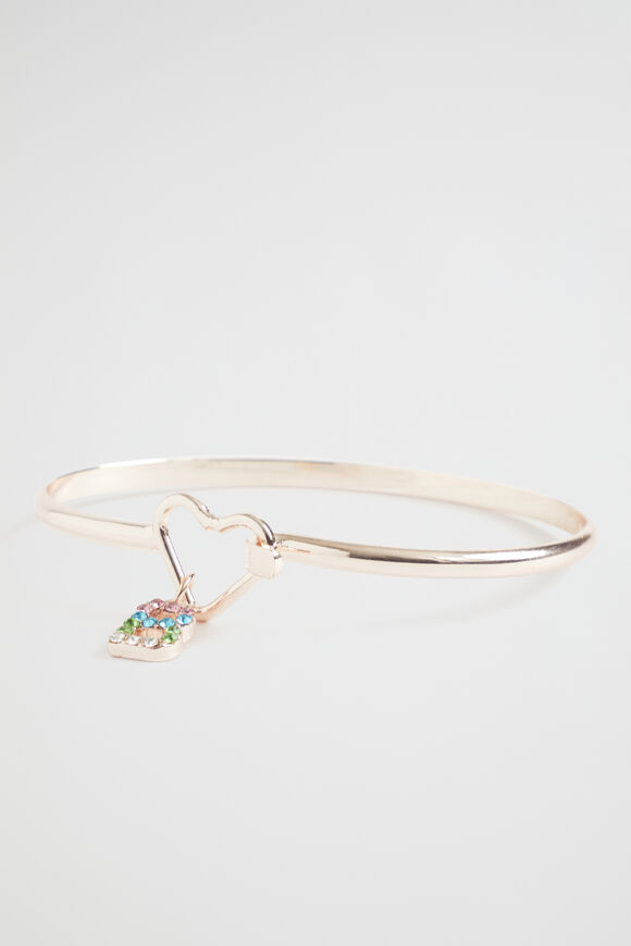 Rainbow Diamante Initial Bangle  B  hi-res