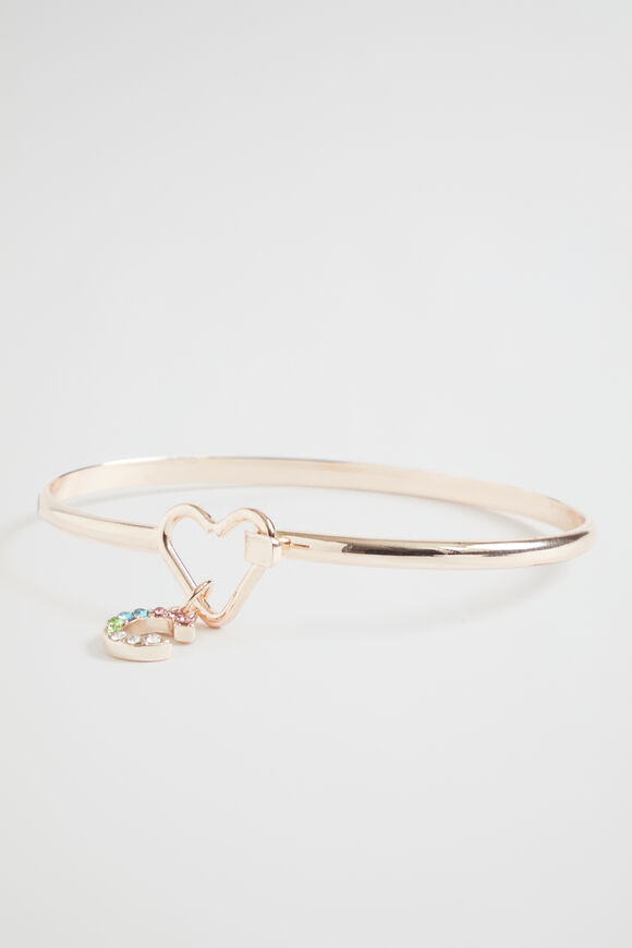 Rainbow Diamante Initial Bangle  C  hi-res