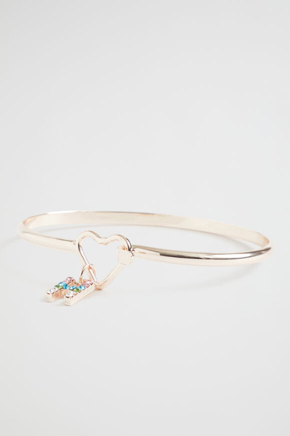 Rainbow Diamante Initial Bangle  H  hi-res