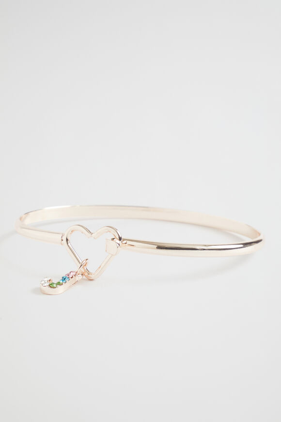 Rainbow Diamante Initial Bangle  J  hi-res