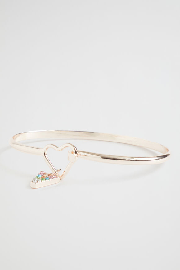 Rainbow Diamante Initial Bangle  V  hi-res