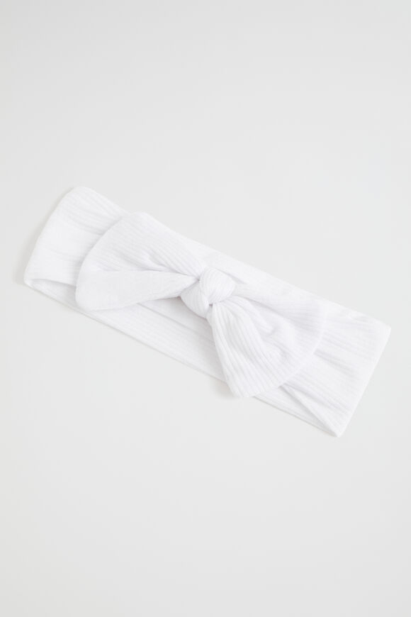 Rib Bow Headband  White  hi-res