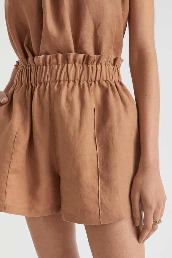 Core Linen Paperbag Short  Auburn Brown  hi-res