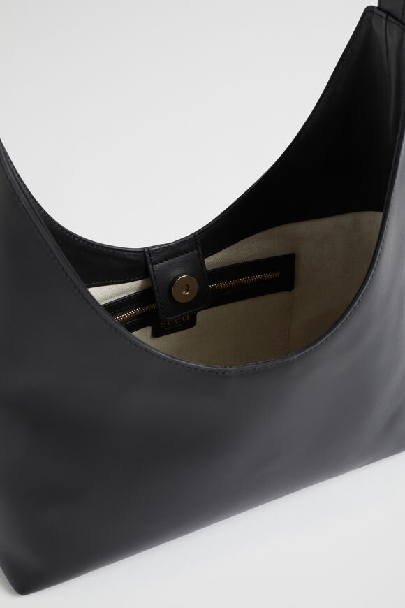 Leather Shoulder Bag  Black  hi-res