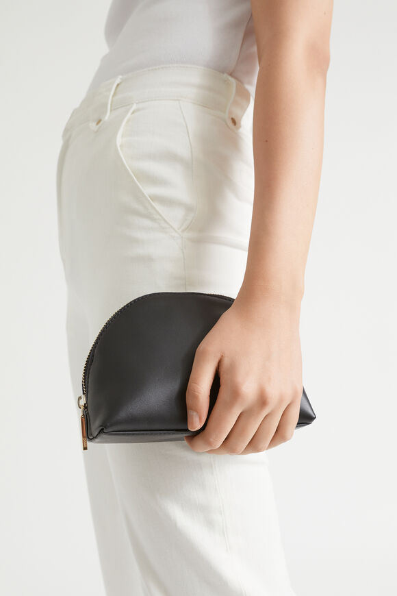 Leather Crescent Pouch  Black  hi-res