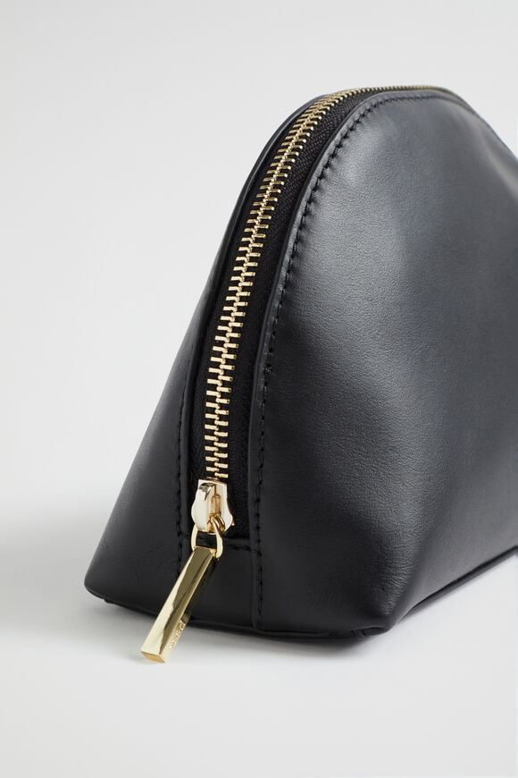 Leather Crescent Pouch  Black  hi-res