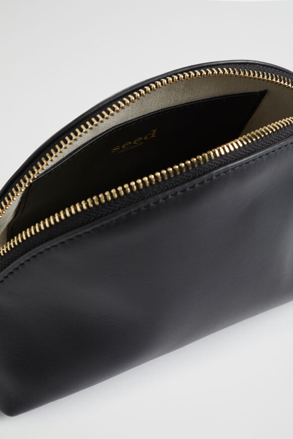Leather Crescent Pouch  Black  hi-res