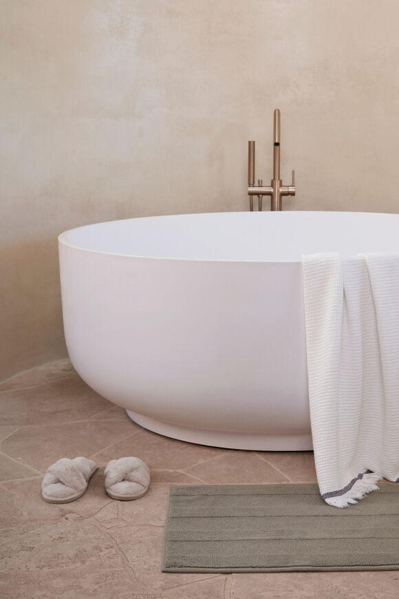 Thea Waffle Bath Towel  Antique White  hi-res
