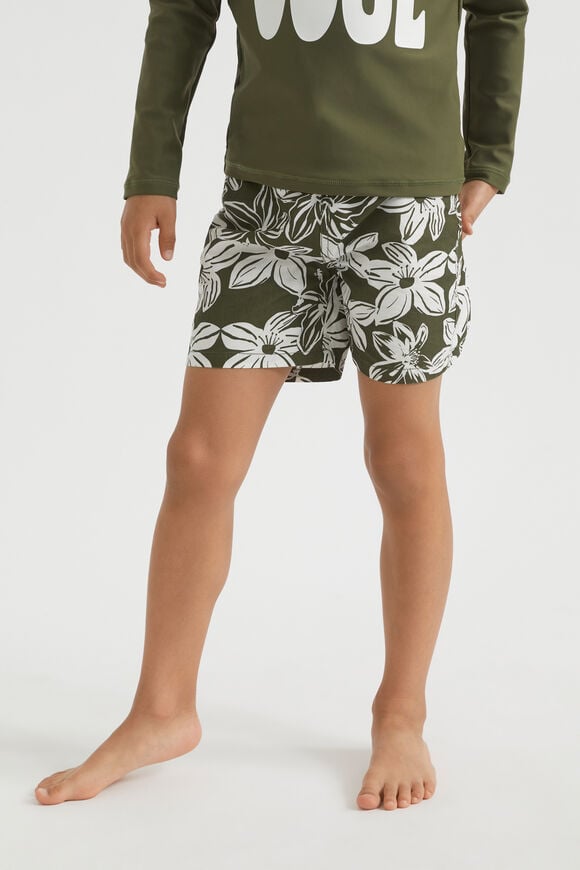 Tropical Flower Boardshort  Crocodile Green  hi-res