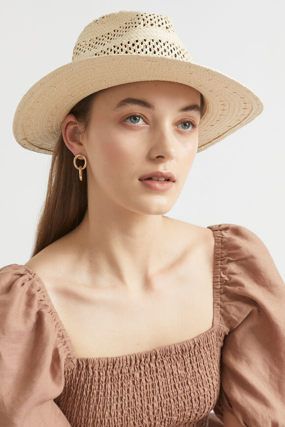 Cutwork Straw Panama  Natural  hi-res