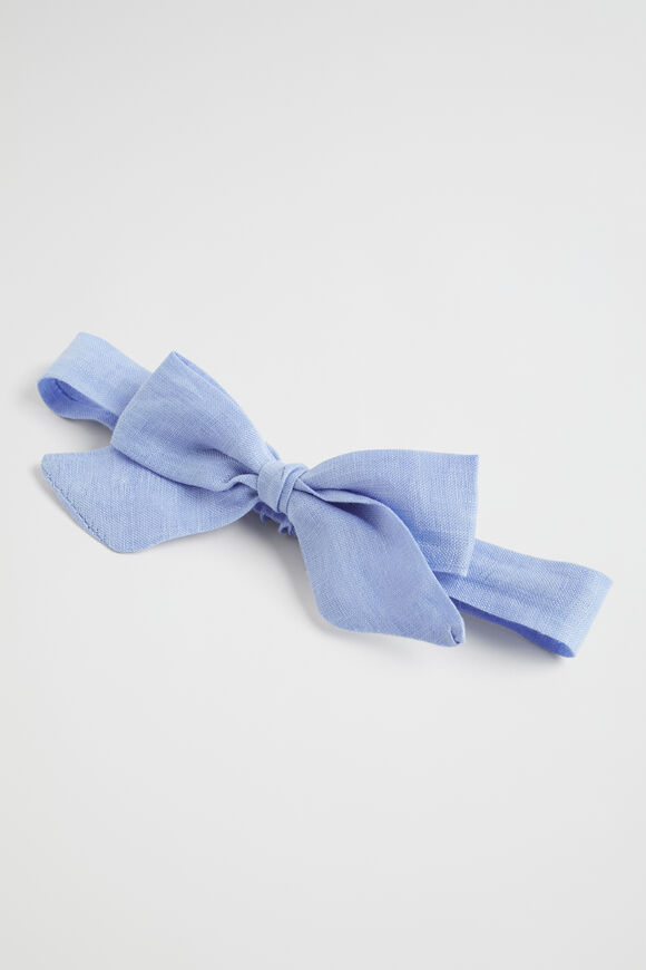 Linen Bow Headband  Blue Iris  hi-res