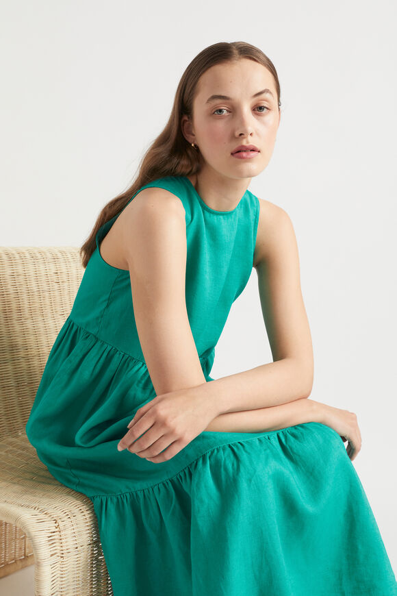 Core Linen Midi Dress  Deep Teal  hi-res